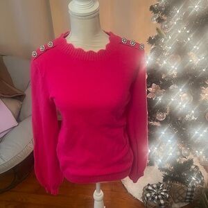 Pink Sweater with Embellished Shoulders